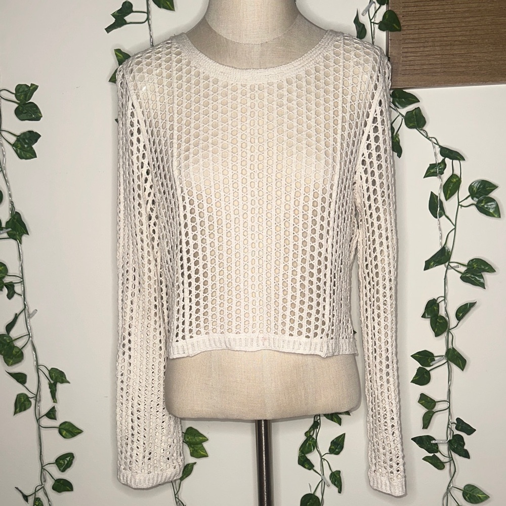 Rebellion Again Cream Colored Open Knit Sweater